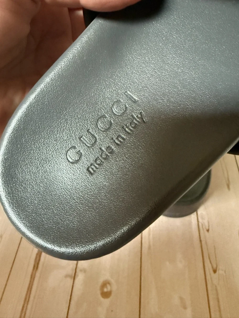 Gucci Ripstop GG Monogram Slide Sandals Grey/Black Sz 6G / 6.5US - Picture 9 of 11